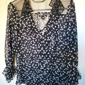 Atina Christina Small Black Floral Blouse